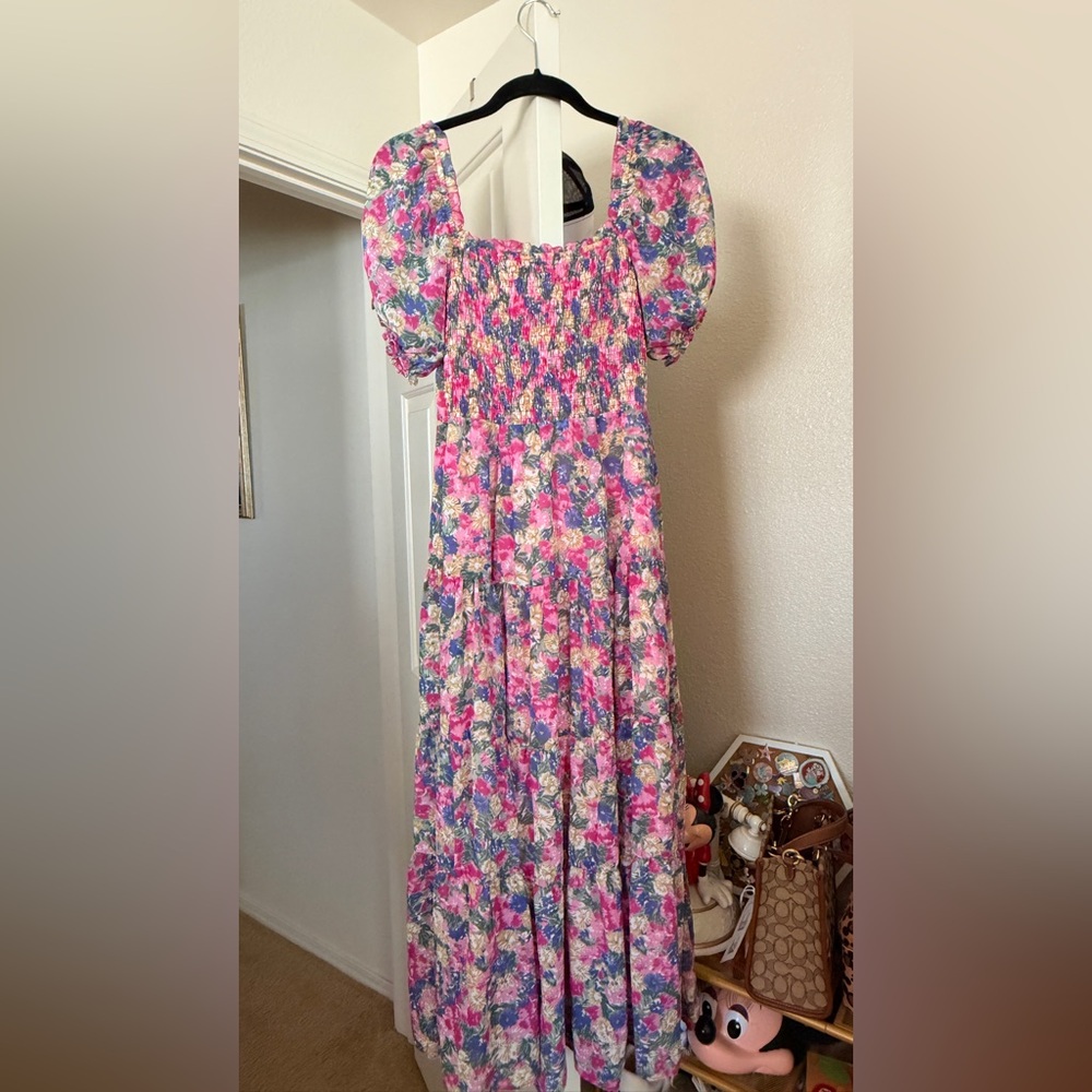 Astr The Label Floral Dress with Puff Sleeves